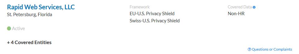 how to spot a fake website, privacy shield list entry