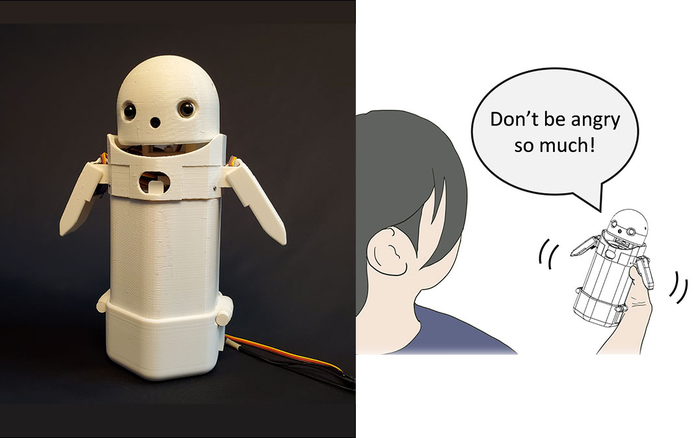 Researchers at the University of Tsukuba in Japan have devised a robot named OMOY to read text messages with emotion.