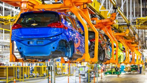 GM's electric car response to Tesla — the Chevrolet Bolt — is produced in its plant in Orion Township, Michigan. 