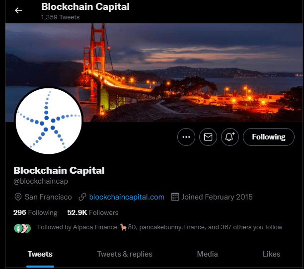 Blockchain Capital (BCAP) - Twitter